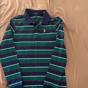 U.S. Polo Assn. Navy and Green Striped Polo Shirt